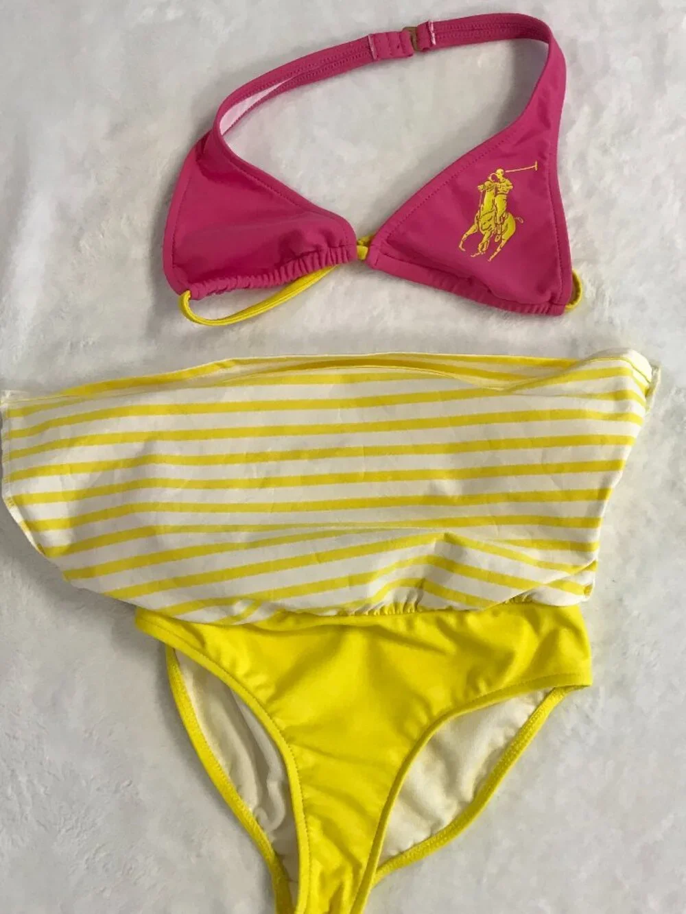 Ralph Lauren Toddler Bikini Swim Set Pink Yellow Skirted Bottom 2T 3T